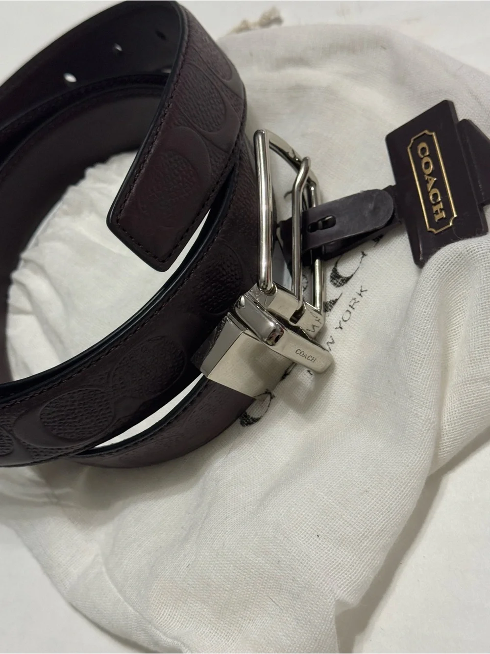 Coach F55158 Reversible Signature Leather Belt Mahogany